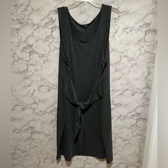 Torrid Charcoal Gray Sleeveless Jersey Tie Front Shift Dress - Picture 4 of 8